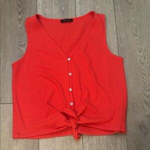 Sanctuary Red Sleeveless Button-Down Top